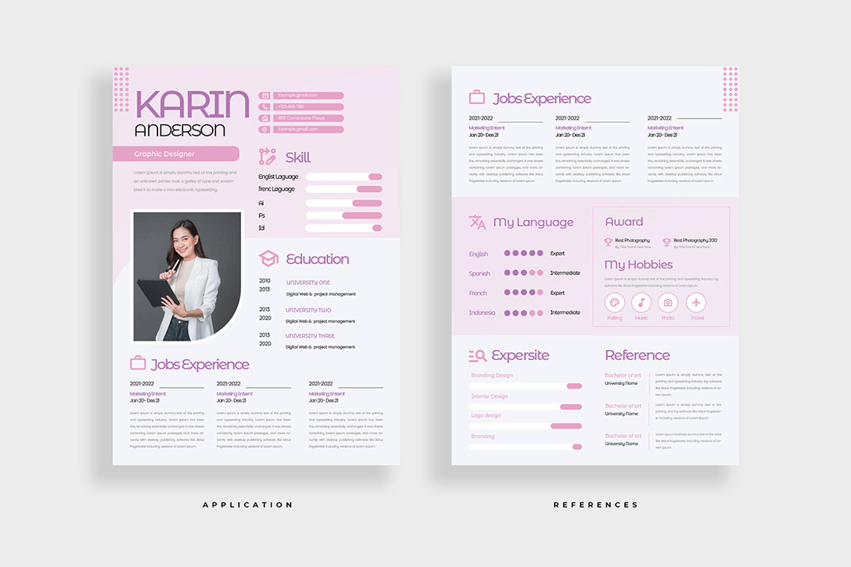 Modern Feminine Resume / CV, a Resume Template by TMint Play (Photo 2 of 3)