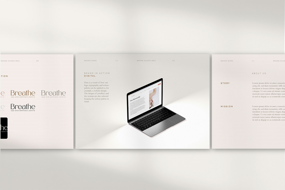 Breathe | Spa Brand Guidelines, a Branding & Logo Template by Naveera Aftab (Photo 2 of 5)