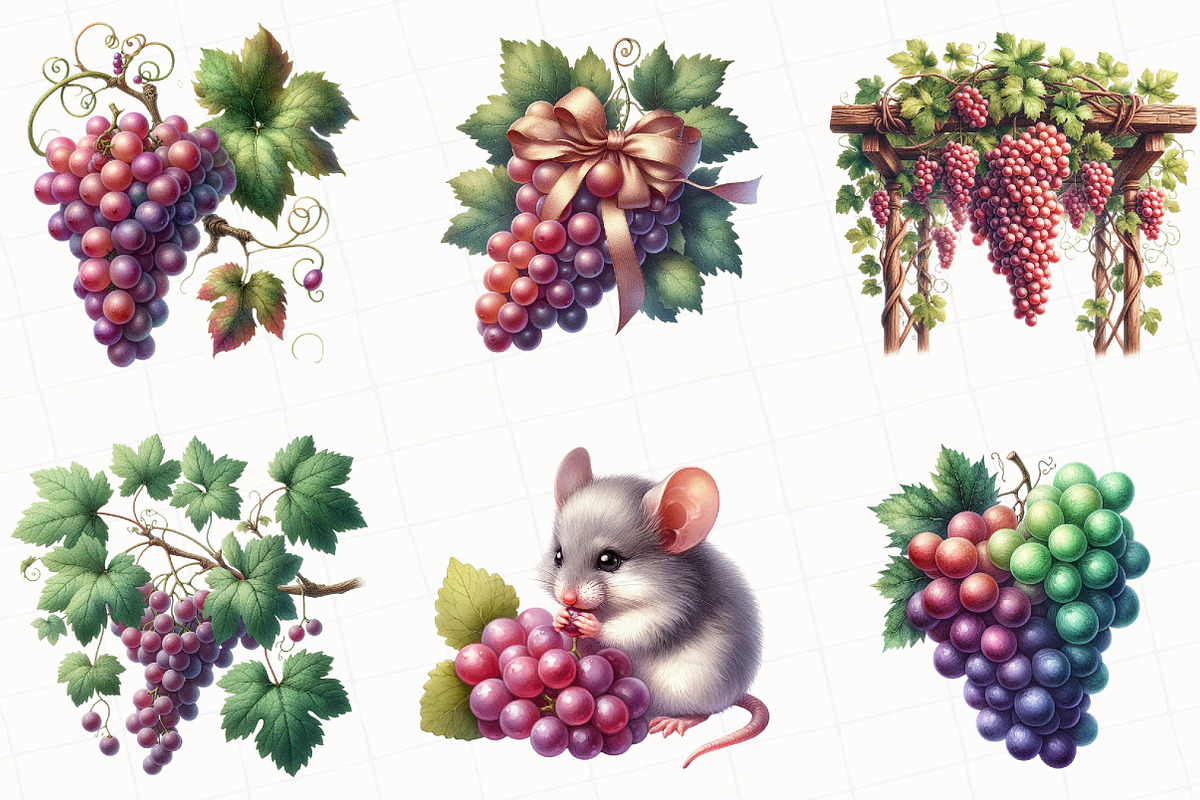 Watercolor Grape Clipart, an Illustration by OK Design (Photo 5 of 5)