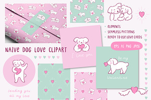 Naive dog love clipart