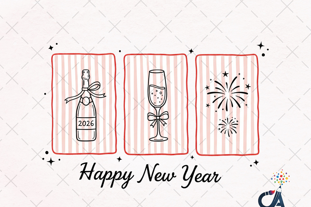 Coquette Happy New Year 2026, an Illustration by Creative Art (Photo 1 of 6)