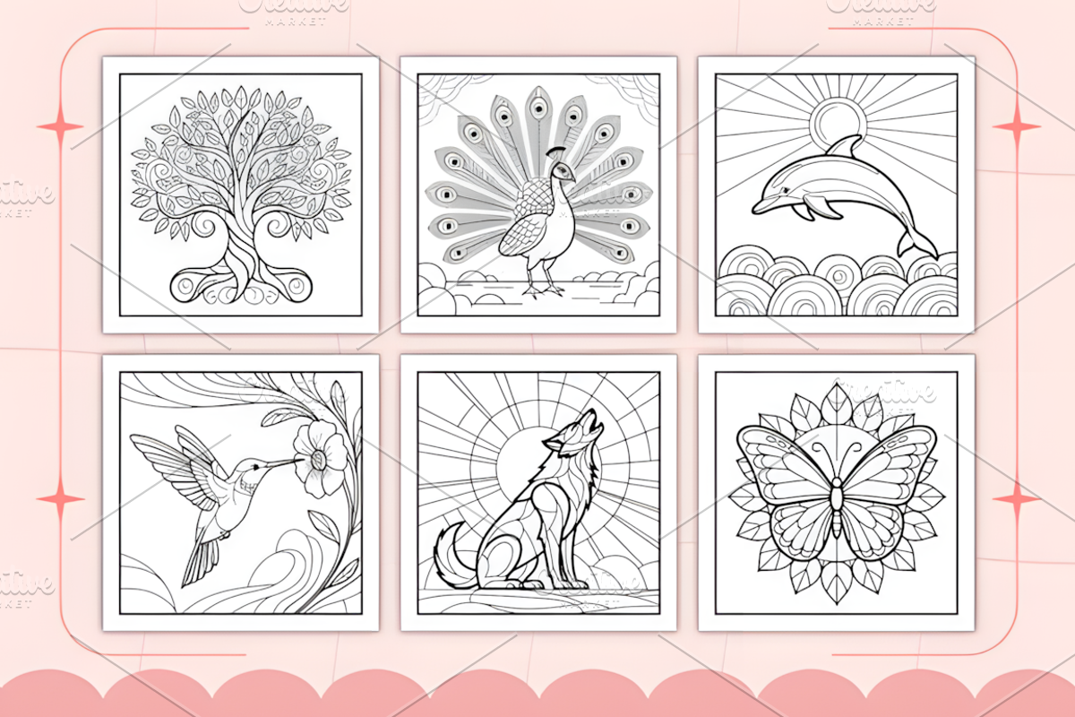 Stained Glass Coloring Page, a Decorative Illustration by Design Station (Photo 2 of 3)
