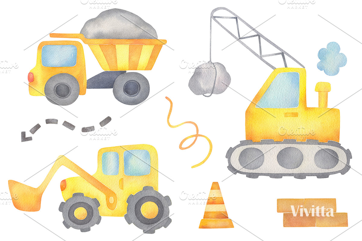 Construction vehicles, cars, boys, an Illustration by Vivitta (Photo 3 of 5)