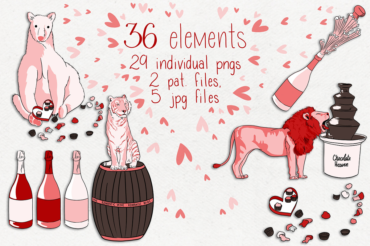 Valentines Day Wild Animals DIY Pack, an Animal Illustration by Si Design Loft (Photo 4 of 4)