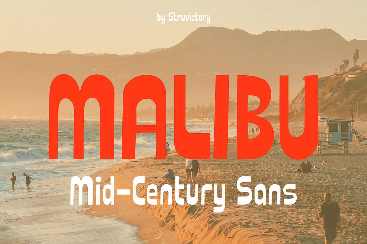 Malibu Nostalgic Mid-Century Sans, a Sans Serif Font by Struvictory.art (Photo 1 of 9)