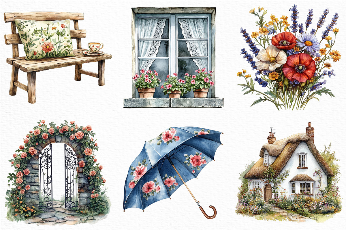 Watercolor English Village Clipart, an Illustration by Craft Nest (Photo 5 of 6)