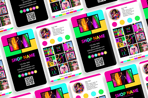 Neon QR Business Card Template