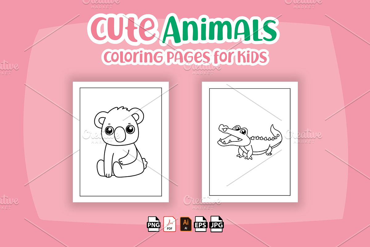 Cute Animals Coloring Pages for Kids, an Animal Illustration by Sultana177 (Photo 3 of 3)
