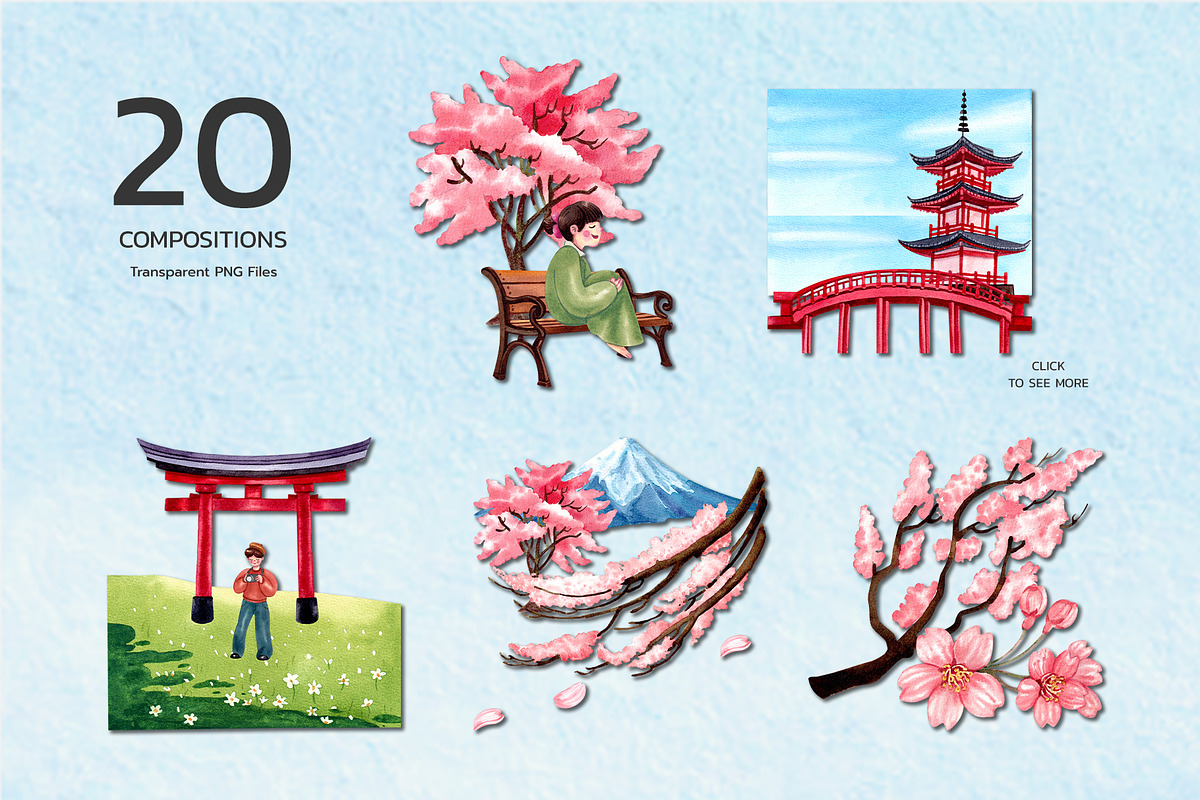 Sakura Harmony – Watercolor, a Seasonal Illustration by CreativeValuation (Photo 2 of 12)