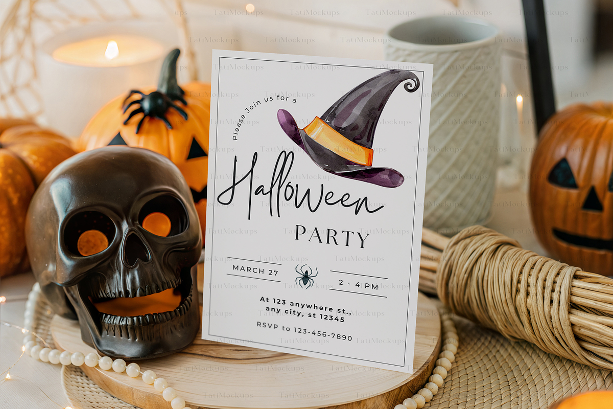 Halloween Invite Mockup, an Advertising Mockup by TatiMockup (Photo 4 of 4)