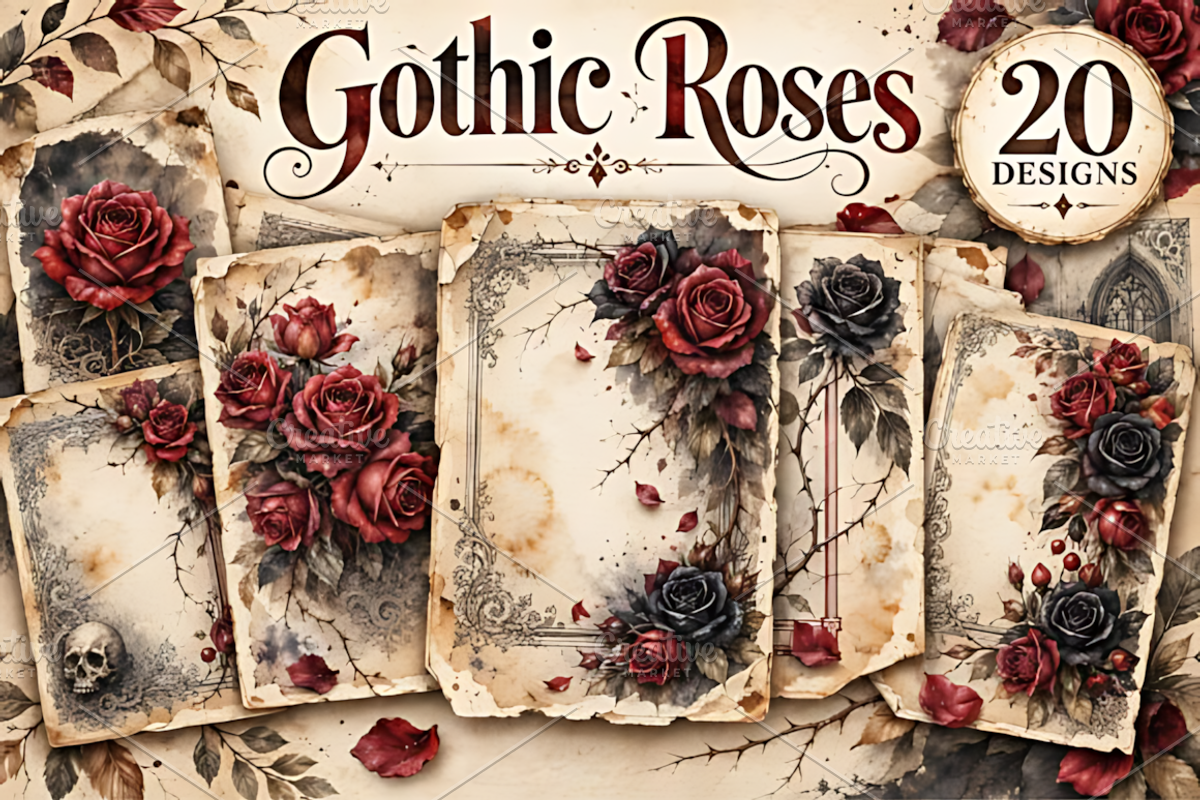 Gothic Roses Junk Journal, a Background Graphic by Coco Bloom (Photo 1 of 3)