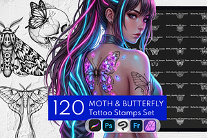 Moth & Butterfly Tattoo Stamps