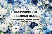 Watercolor Blue Flowers Clipart, an Illustration by SindyPrintDesign (Thumbnail 1 of 3)