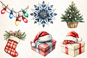 Watercolor Christmas Decor Clipart, an Illustration by DreamCafeArt (Thumbnail 2 of 7)