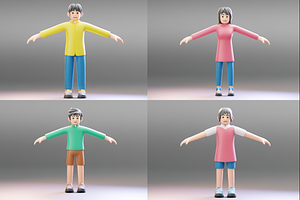 Family 3D Character Pack, a Characters & Person 3D Model by Dudukbersama