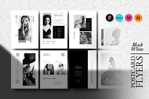 Black-White Postcard Flyers Canva, a Flyer Template by GoldenPixelStudio