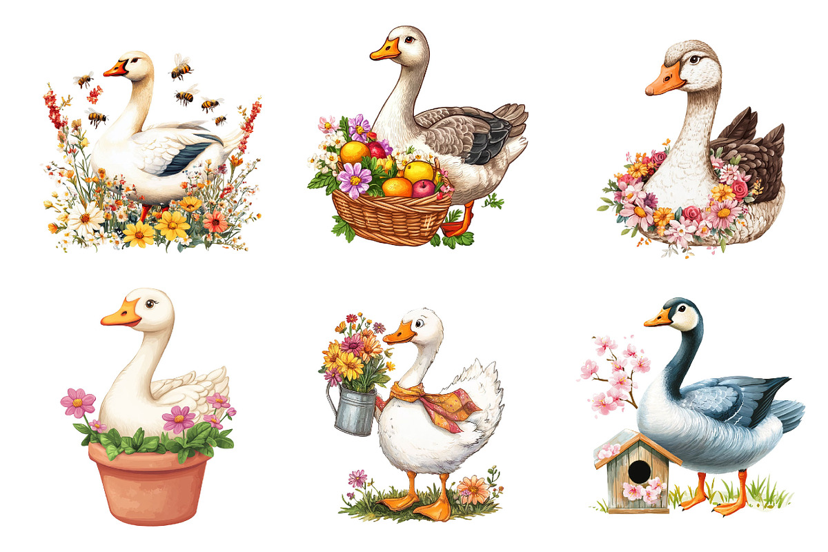 Spring Goose Clipart PNG, an Illustration by Designking (Photo 4 of 5)