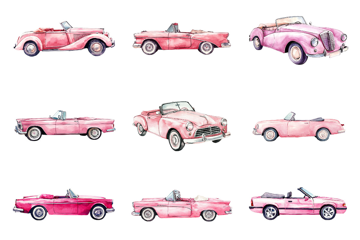 Pink Convertible Car, an Illustration by Design Market (Photo 3 of 3)