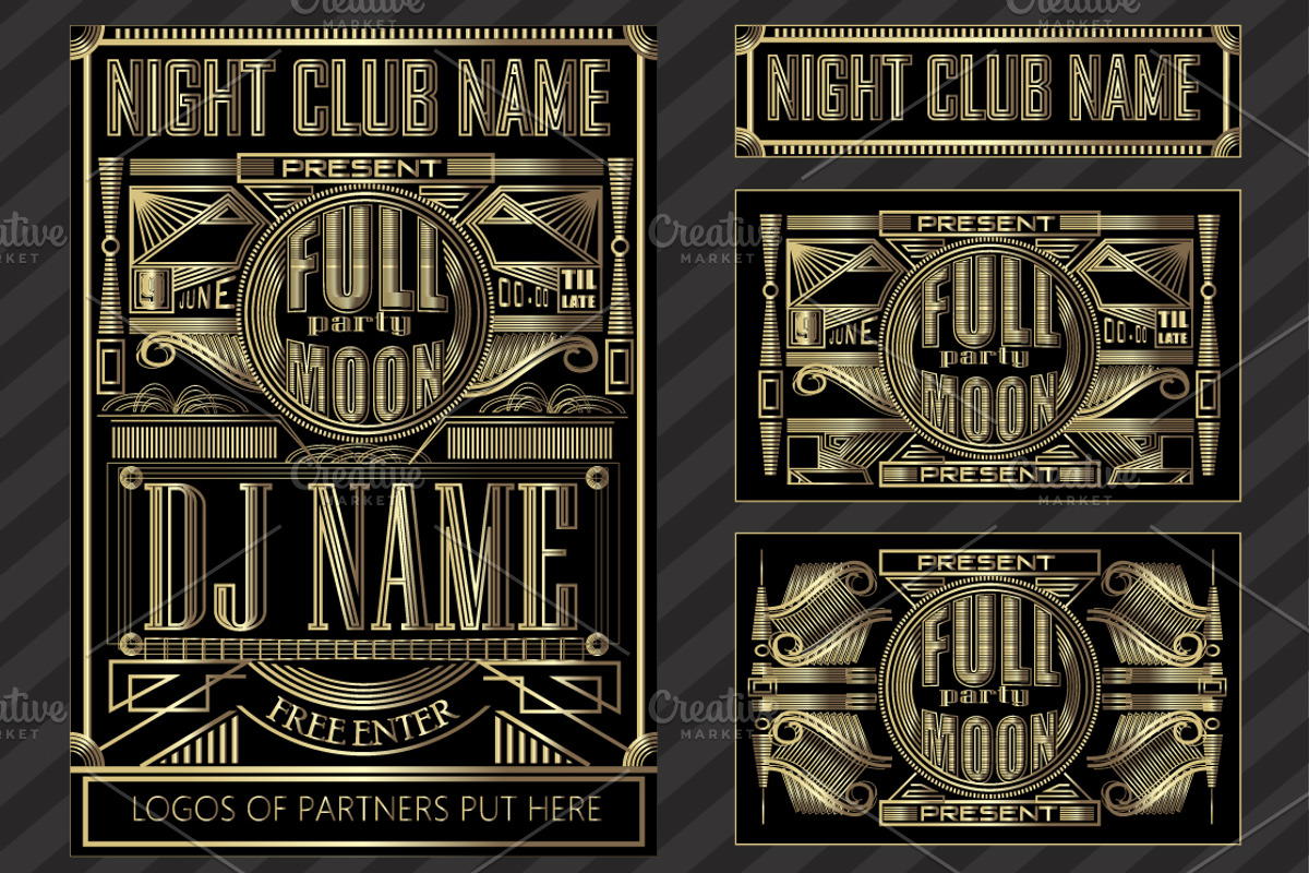 Fullmoon party art deco design., a Work Illustration by redstudio (Photo 1 of 4)