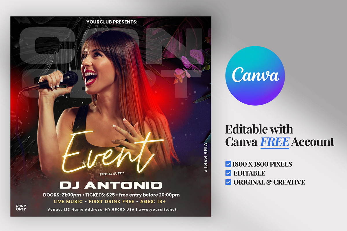 5 Modern Canva Event Instagram Flyer, a Social Media Template by PixelsDesign (Photo 6 of 7)