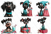 Whimsical Christmas Black Dog Clipar, an Illustration by DreamPrint404 (Thumbnail 6 of 7)