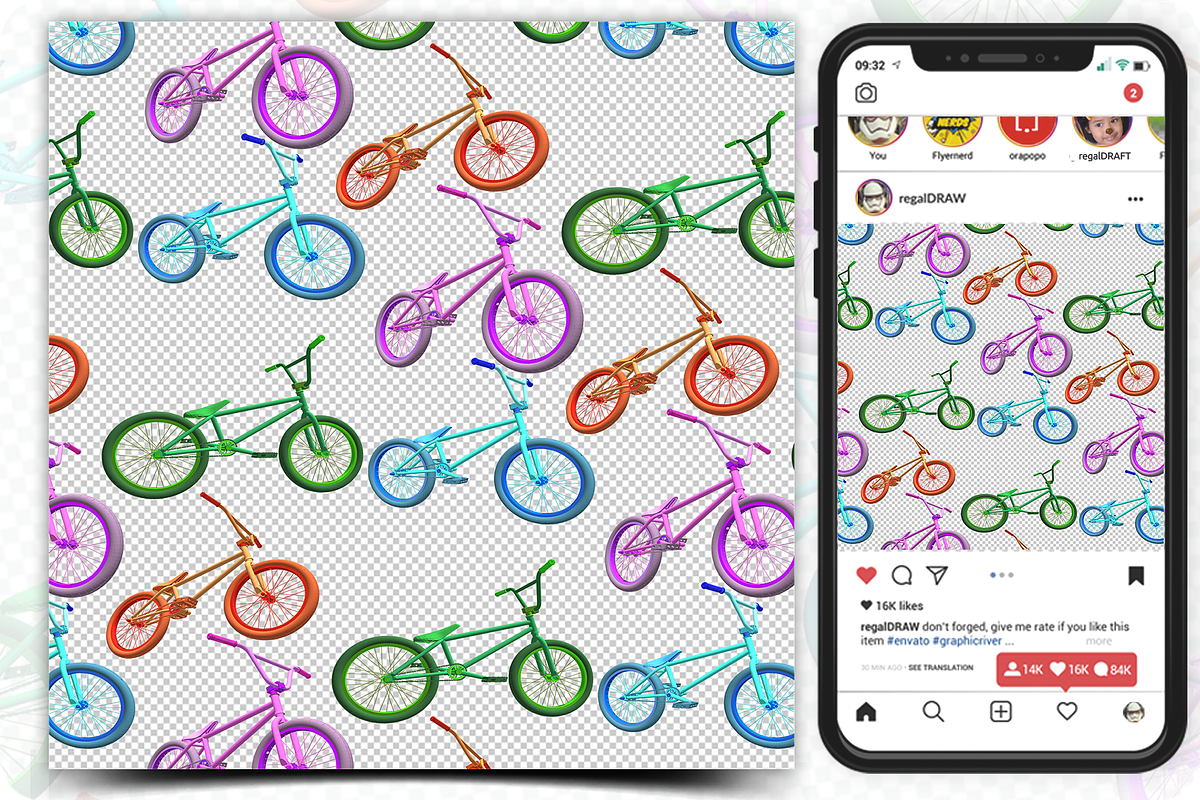 BMX Seamless Pattern Set, a Pattern Graphic by regalDRAW (Photo 2 of 3)