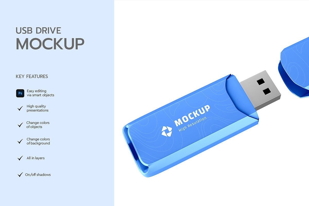 USB Flash Pen Drive Mockup, a Product Mockup by graphypix (Photo 2 of 4)