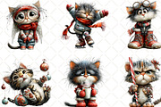 Quirky Christmas Cats Clipart, an Illustration by Black Bird Studio (Thumbnail 3 of 6)