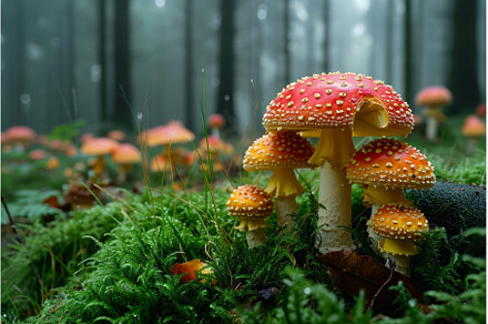 Amanita muscaria mushroom. Generate, a Nature Photo by Ylivdesign