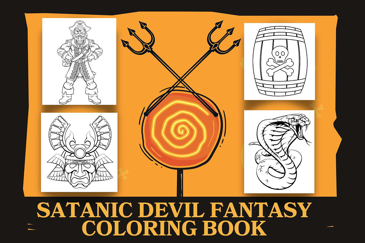 Scary Devil Fantasy Coloring Pages, a Templates & Theme by Premium Digital Templates (Photo 1 of 3)