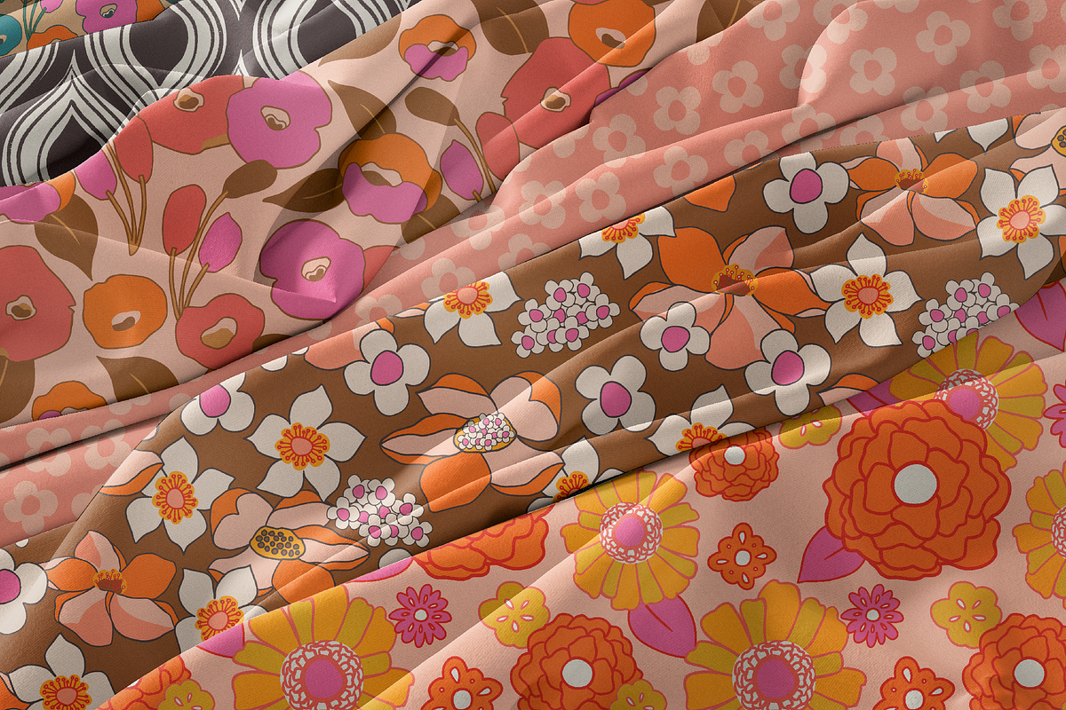 70s RETRO FLORAL PATTERN SET, a Pattern Graphic by Lauren Lesley Studio (Photo 2 of 16)