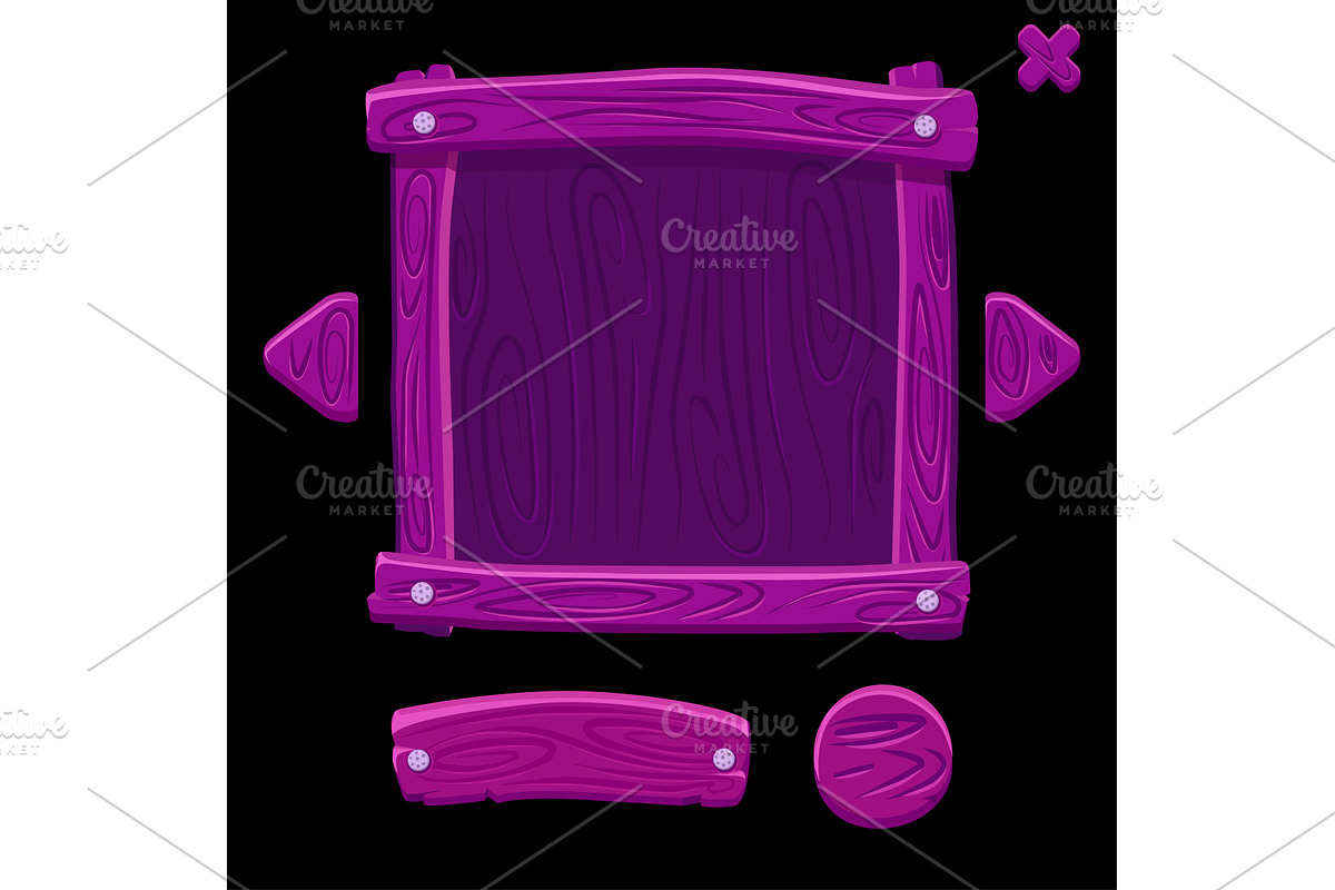 Wooden game buttons and banners, a Graphic by BabySofja