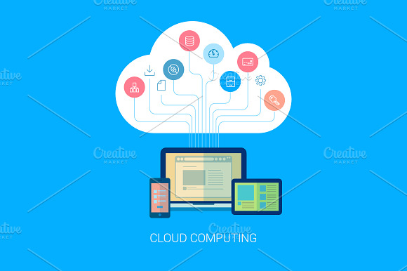 Flat style cloud computing icon. preview 2