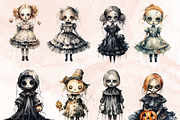 Halloween Spooky Dolls Clipart, an Illustration by GiraffeCreative (Thumbnail 4 of 9)