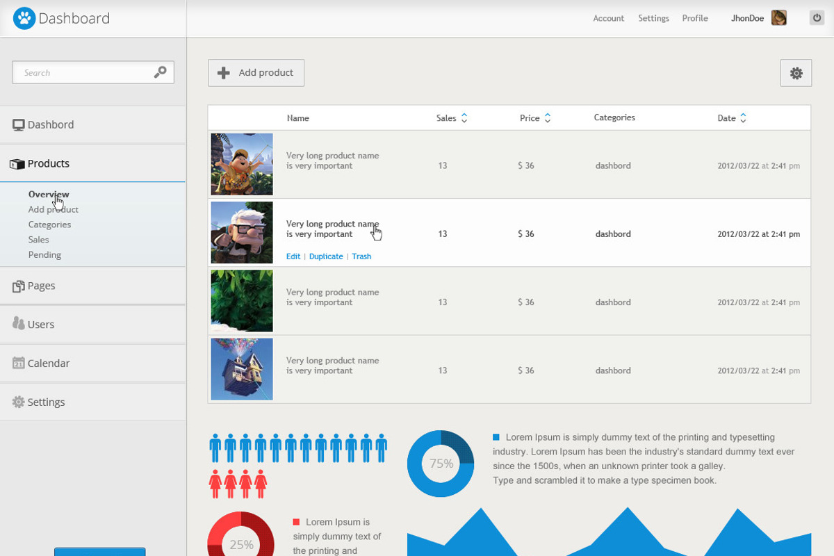 Dashboard - User Interface Template, a Websites & App Template by Florin Constantin (Photo 3 of 5)