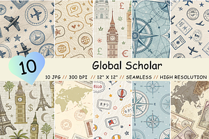 Global Scholar Seamless Pattern, a Pattern Graphic by FloridPrintables