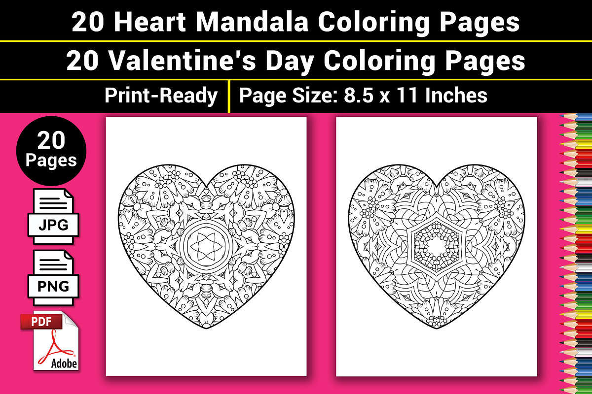 Valentine's Day Coloring Pages Vol-2, an Object Illustration by mirajeee (Photo 4 of 4)