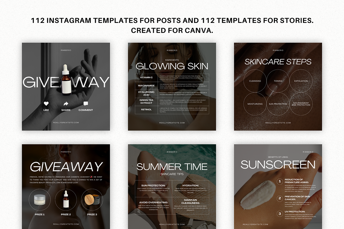 Skincare Instagram Coach Templates, a Social Media Template by Xenié Creative (Photo 2 of 9)