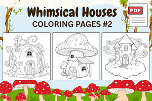 Whimsical Houses Coloring Pages #2, an Illustration by Inkivelle Studio