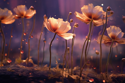 Ethereal underwater scene featuring delicate blossoms drifting amidst the seren, an Abstract Photo by Natalia Klenova's Shop