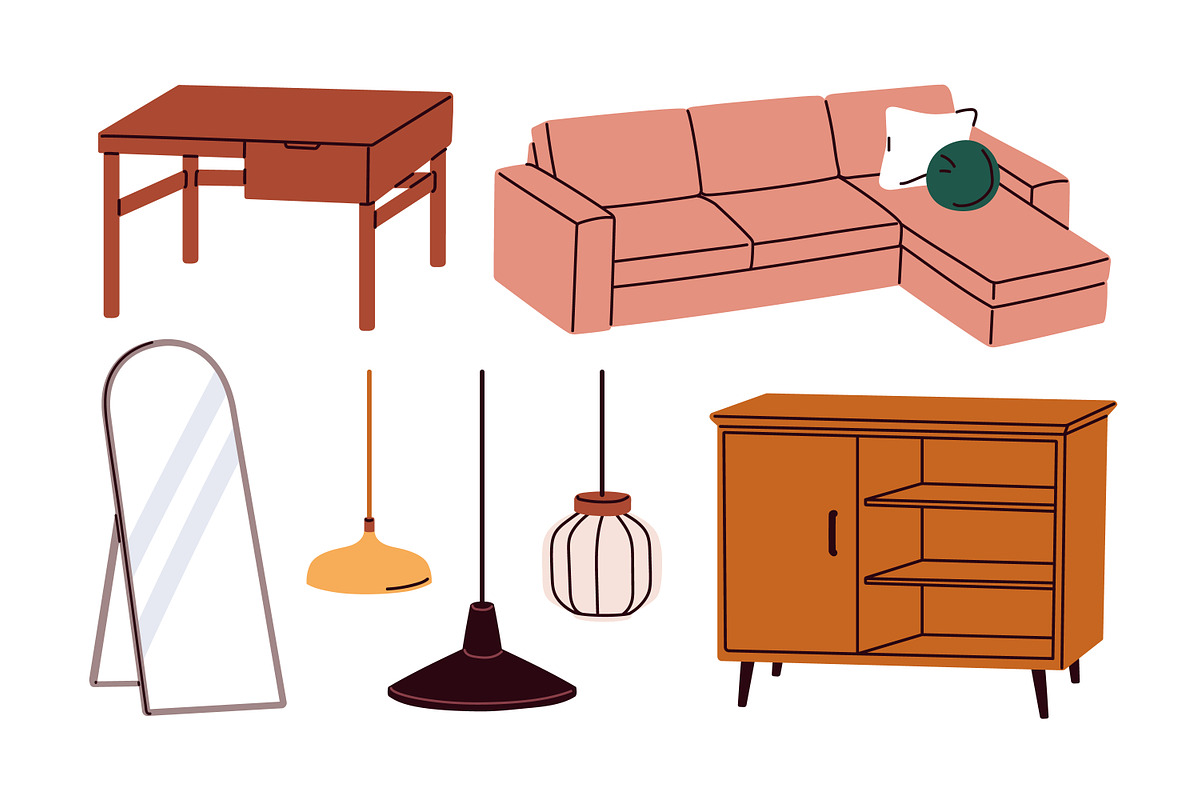 Modern furniture set. Home decor, an Object Illustration by Good Studio (Photo 5 of 7)
