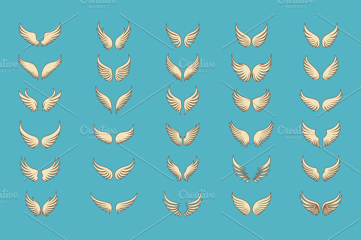 Angel Wings Vector Set, a Decorative Illustration by Gomolach (Photo 2 of 3)