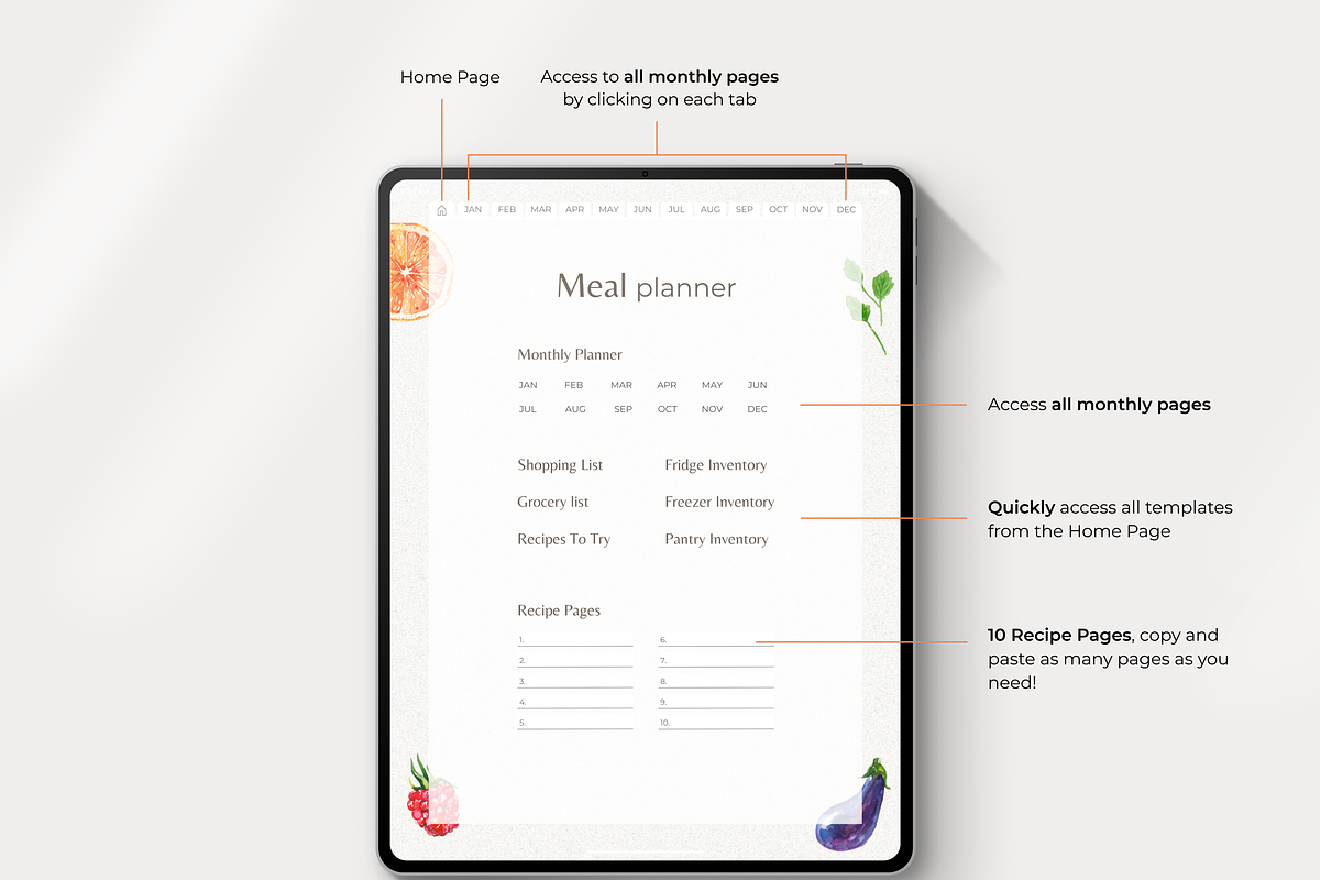 Canva Digital Meal Planner, a Design Template by Makii Templates (Photo 4 of 6)