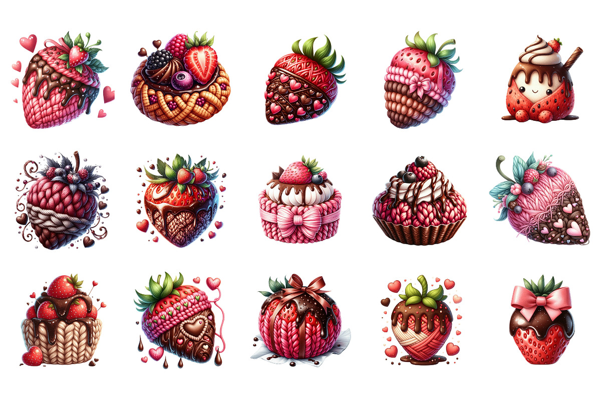 Crochet Valentine Strawberry Bow PNG, an Illustration by SinaCreation (Photo 2 of 11)