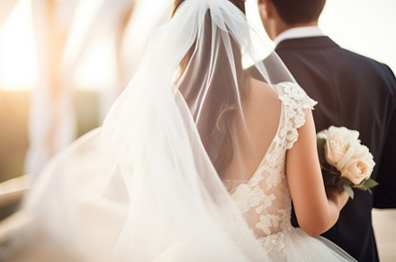 Groom and bride outdoors. closeup of a married couple back view, a Holiday Photo by Natalia Klenova's Shop