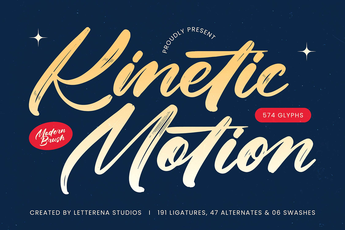 Kinetic Motion Modern Brush Font, a Script Font by Letterena Studios Script (Photo 1 of 20)