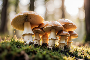 Cluster of wild mushrooms, a Photo by rarrarorro