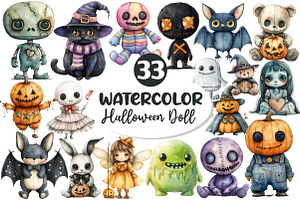 Whimsical Halloween Doll Sublimation, an Illustration by Dream Creation