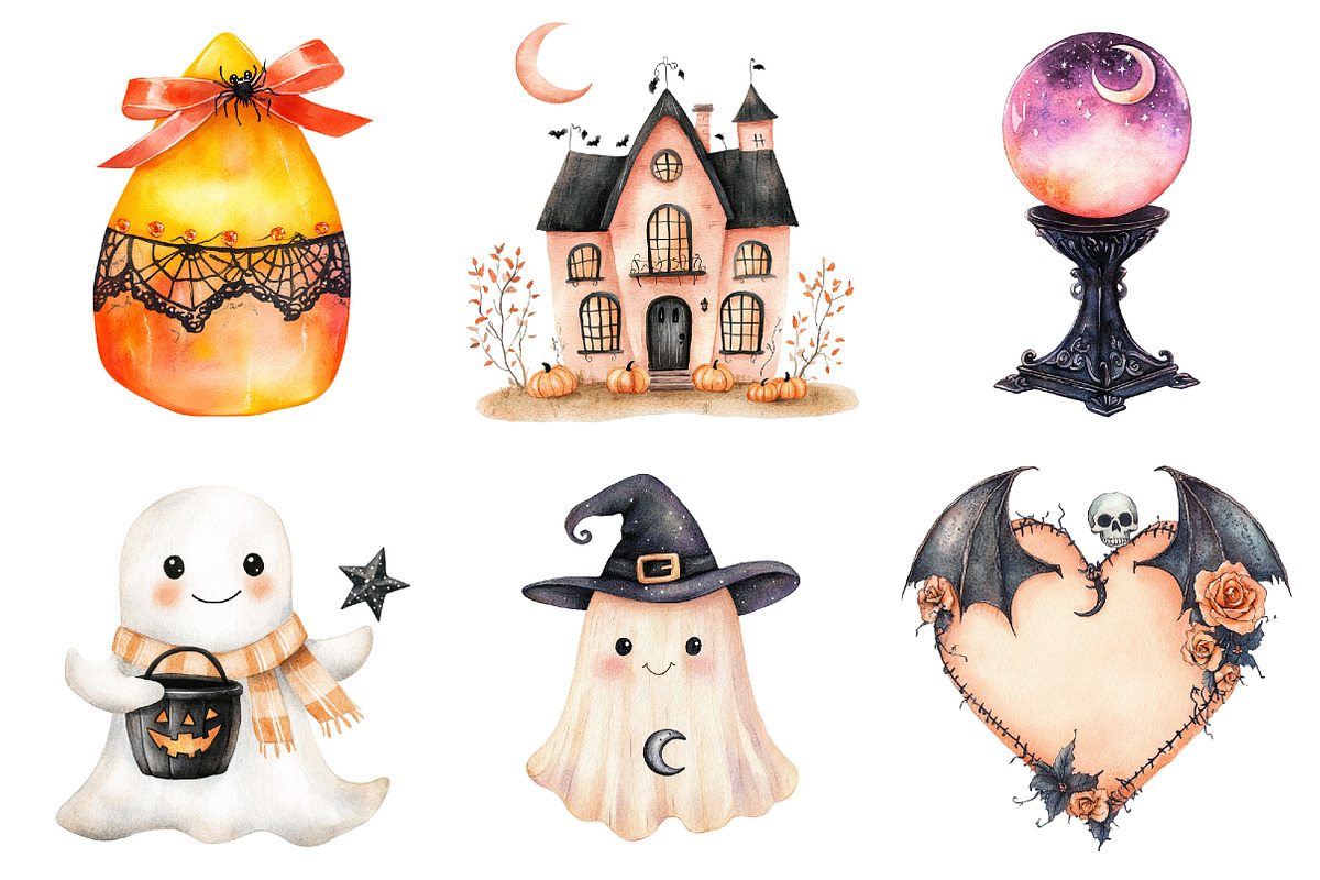 Peach Colored Halloween Clipart, a Seasonal Illustration by CitraGraphics (Photo 4 of 6)