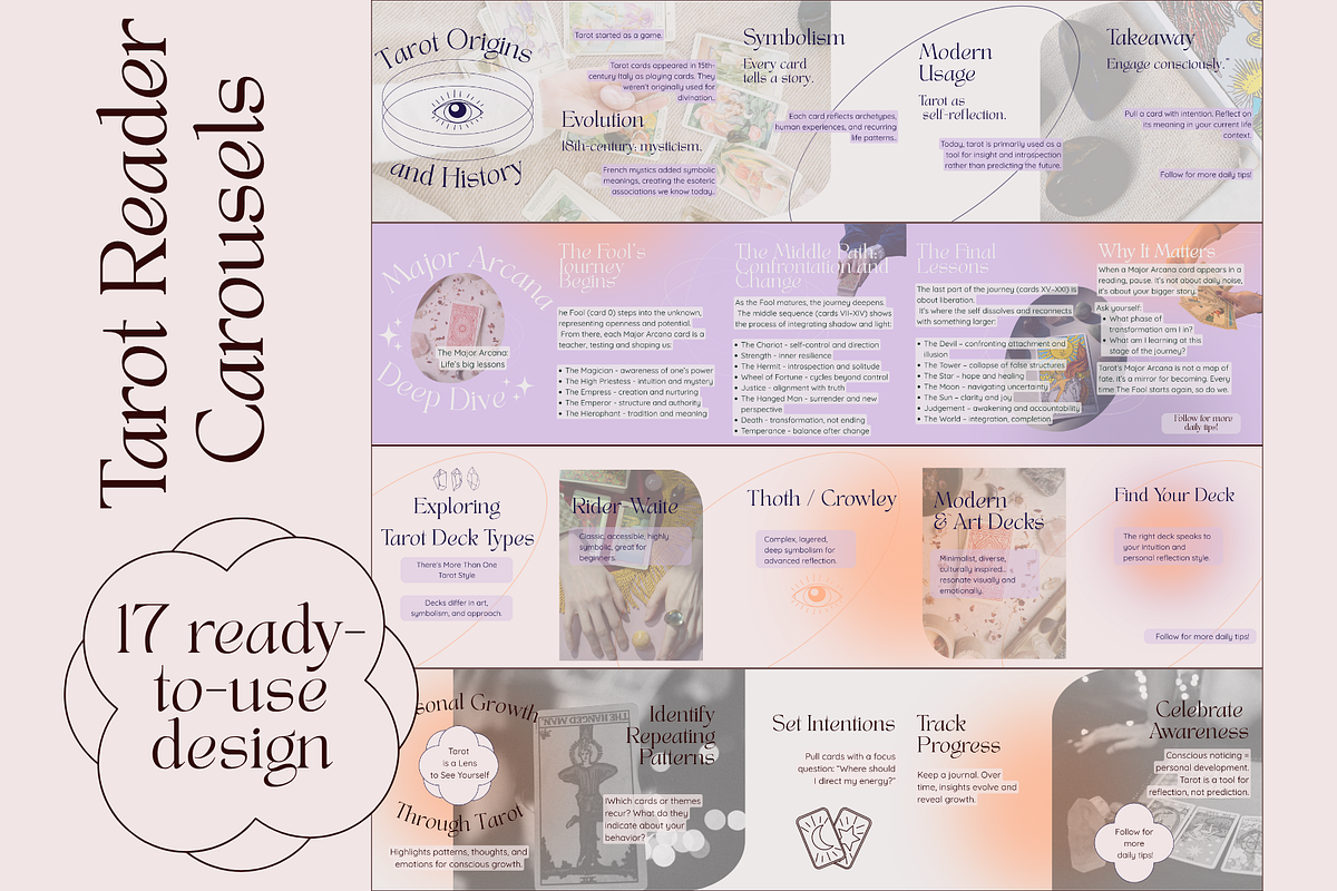 Tarot Reader Instagram Carousal Pack, a Social Media Template by Mochi Atelier (Photo 2 of 10)